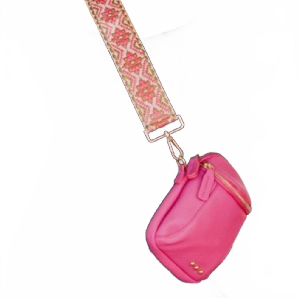 NEW PRETTY SIMPLE ellie boho tapestry strap crossbody bag in hot pink
